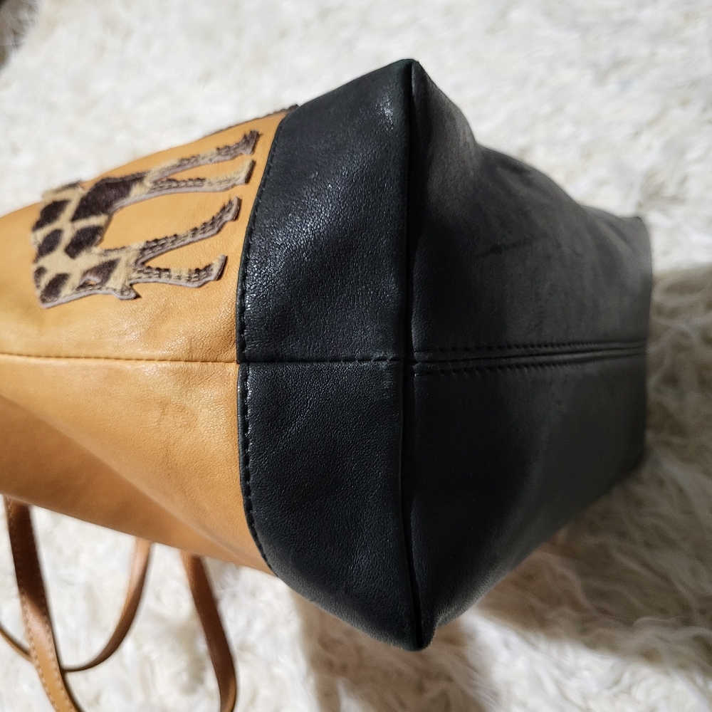 GILLI ViadellaSpigas Leather Tote Bag with Animal Print - Made in Italy - Picture 8 of 16